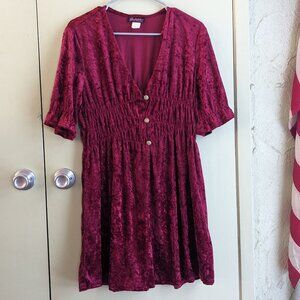 Maroon velveteen mini dress, size L